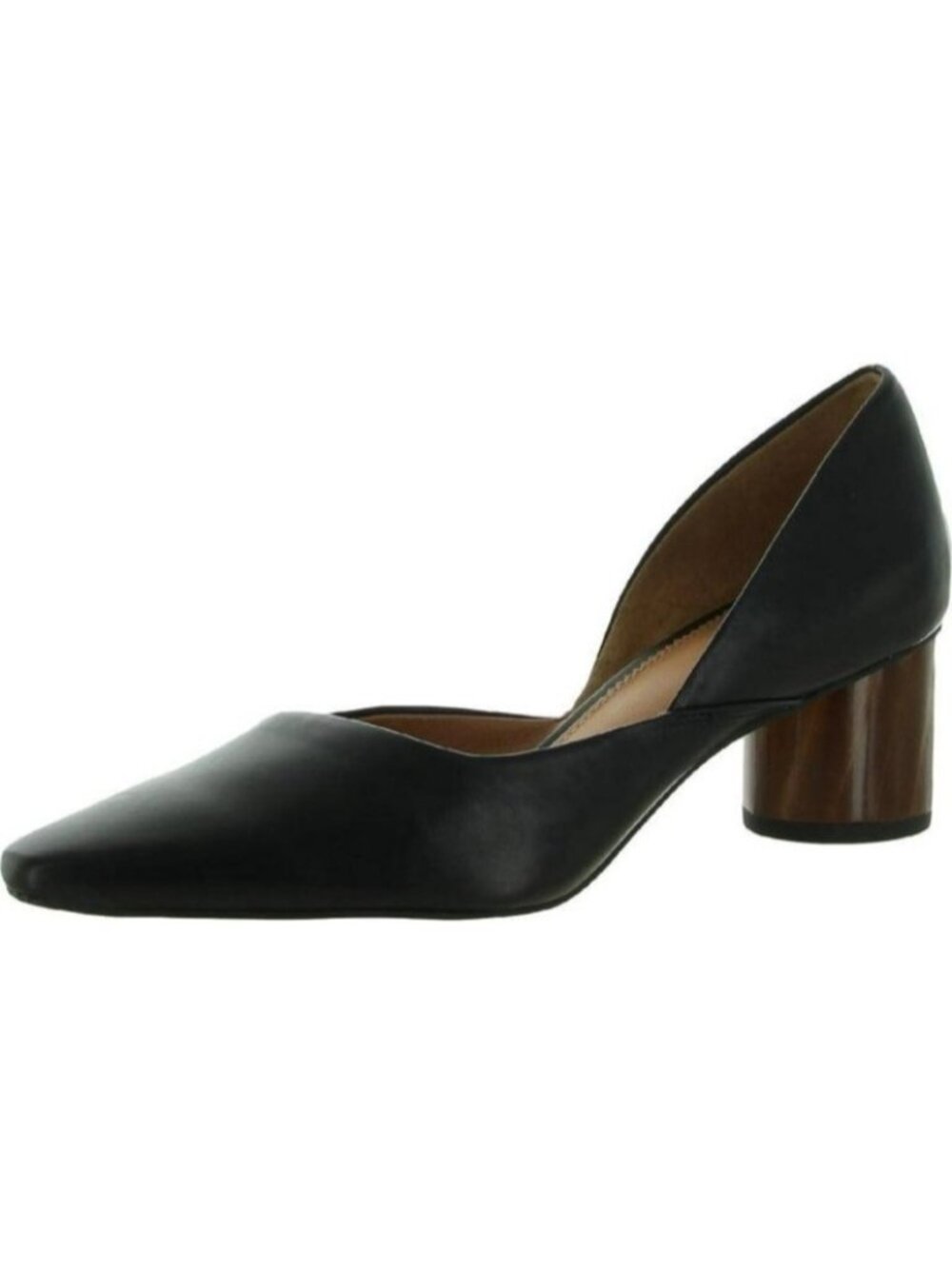 Sarto by Franco Sarto Black Leather D'Orsay Pumps Wood Block Heel US 6.5M